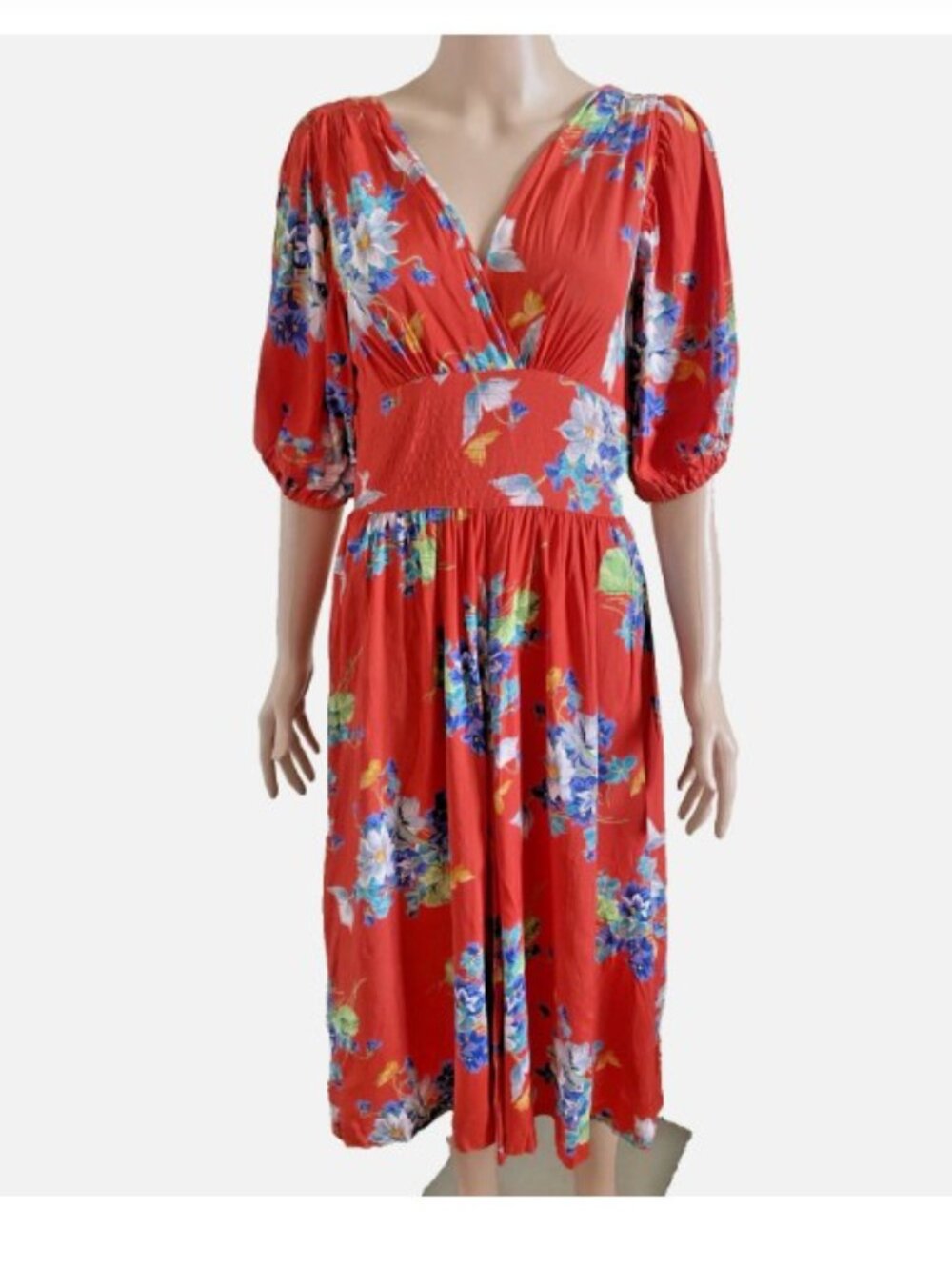 NWT TRASHY DIVA Butterflies and Begonias Carmen Double V Neck Dress Size 10